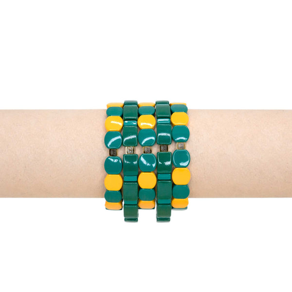 Set 5 Bracciali Smaltato Mix Giallo - Verde